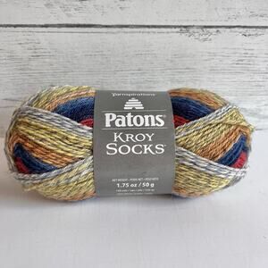 Patons Kroy Socks Yarn, Blue Striped Ragg, 1 Skein